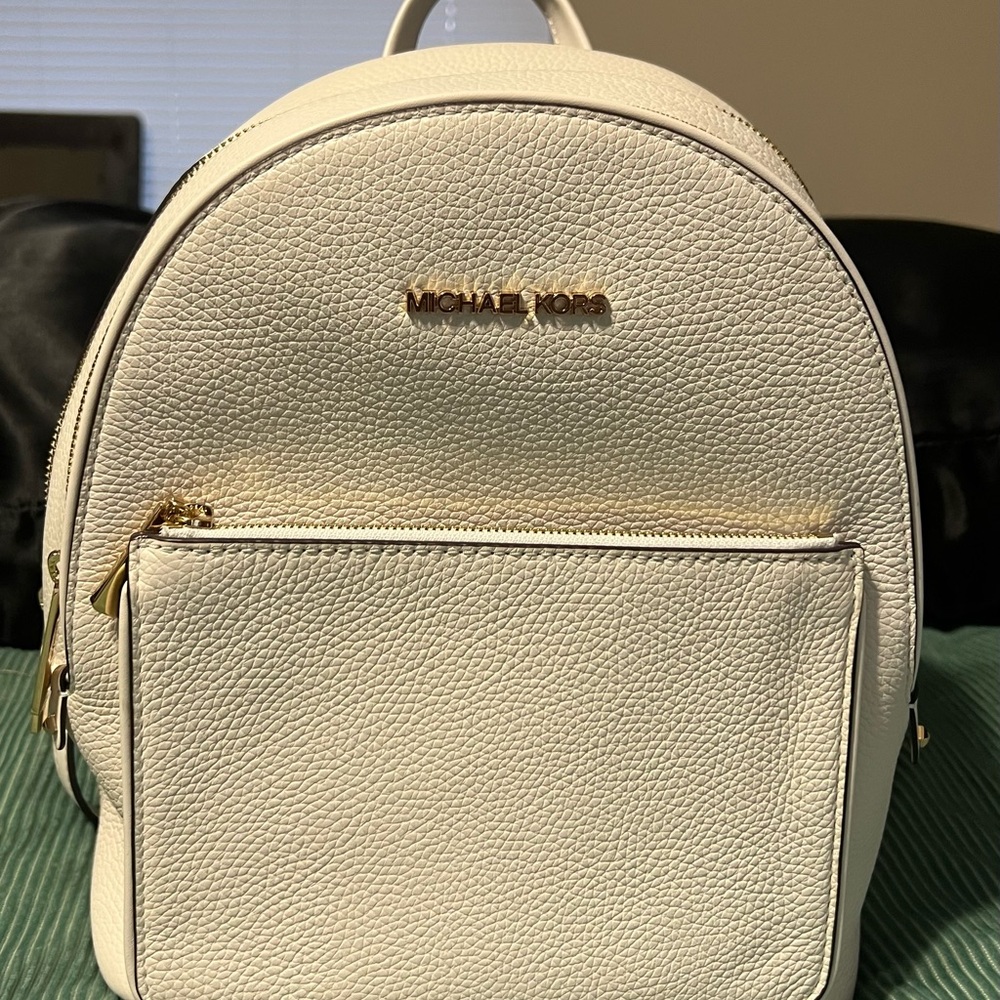 Michael Kors Cream Backpack with Gold Accents